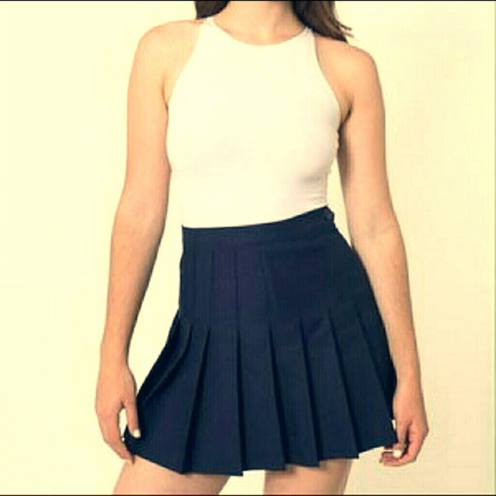 American Apparel Black Pleated Tennis Skirt